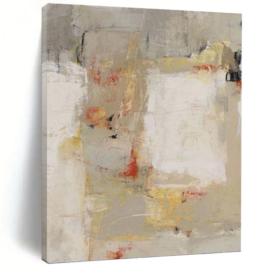 Neutral Tones with Red and Yellow Abstract - Abstract Painting On Canvas DKH1435