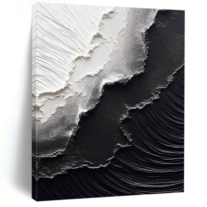 Textured Black and White Abstract Layers - Abstract Painting On Canvas DKH1475