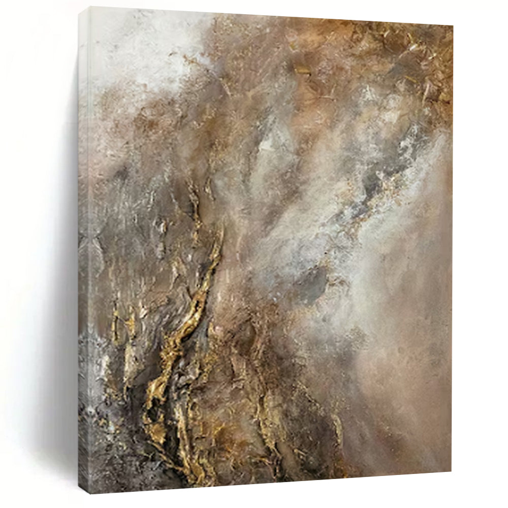 “Neutral Gold Abstraction” - Neutral & Gold Abstract Painting On Canvas CT2247