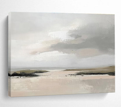 Gray Tones Coastal Scene Minimalist Painting On Canvas DKH243