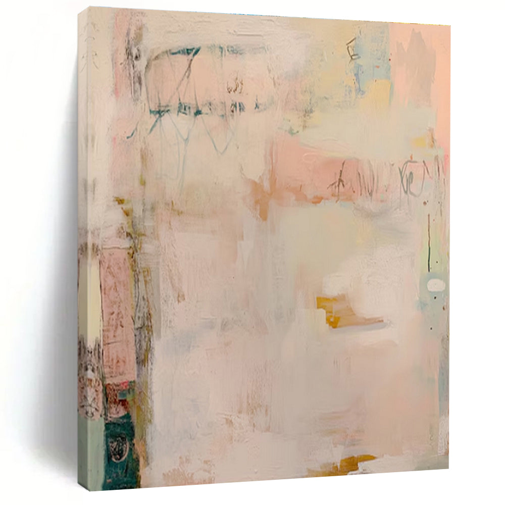 “Soft Pastel Hues, Abstract Layers” - “Dreamy Whispers”，Abstract Acrylic Painting CT0684