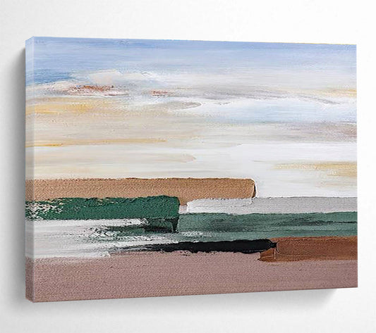 “Pastel Tones Abstract Layers” - Gentle Landscape Painting On Canvas DKH788