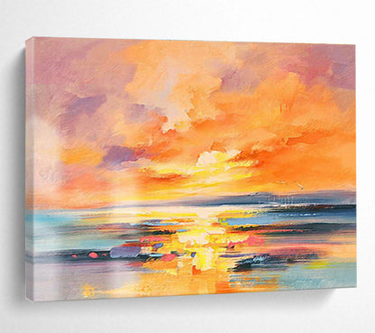 “Vibrant Sunset Seascape” Abstract Impasto Painting On Canvas DKH419