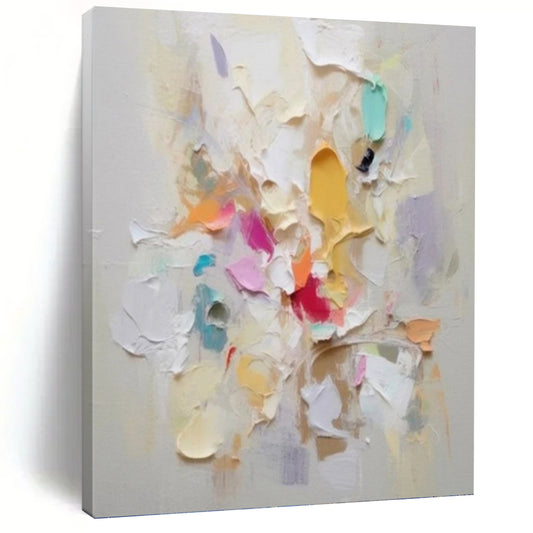 “Pastel Impasto Burst” - Multicolor Textured Painting On Canvas DKH0973