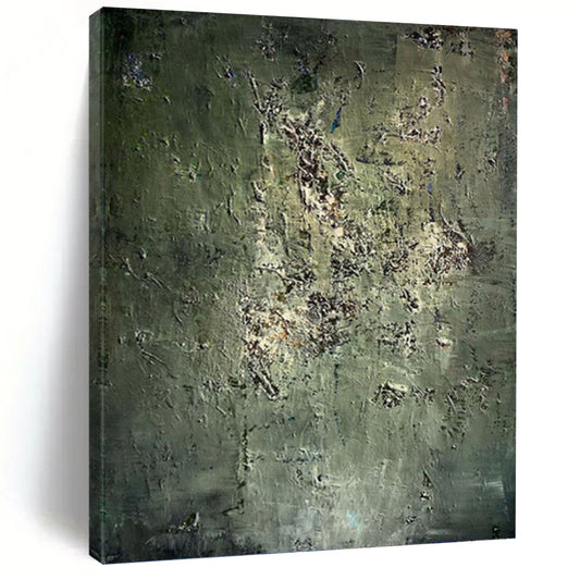 “Mossy Green Textures” - Green & Brown Abstract Textured Painting On Canvas DKH1195