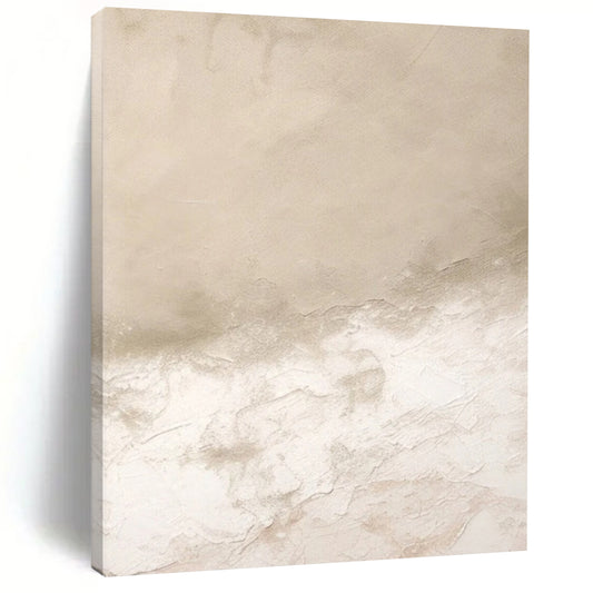 “Beige - White Textured Abstract” - Minimalist Abstract Painting On Canvas DTP078