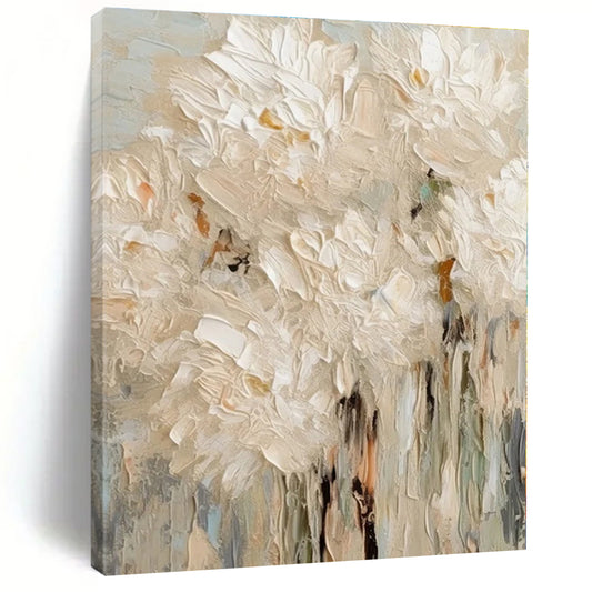 Textured White Flowers - Impasto Floral Oil On Canvas CT1330