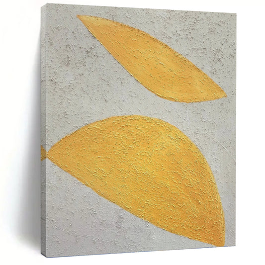 “Textured Yellow Leaves” - Nature - Inspired Abstract Painting On Canvas DKH1074