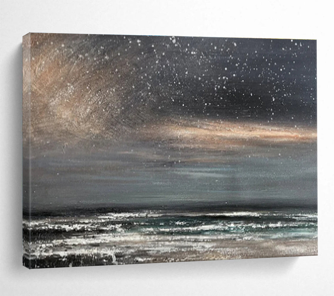 Dark Sky and Sparkling Sea “Starry Night Shore” Painting On Canvas DKH103