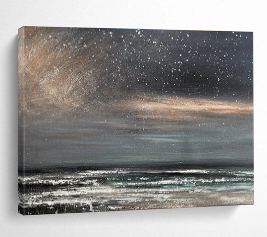 Dark Sky and Sparkling Sea “Starry Night Shore” Painting On Canvas DKH103