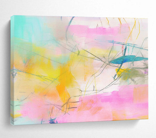 “Pastel - Hued Abstract Web” Abstract Acrylic Painting On Canvas DKH501