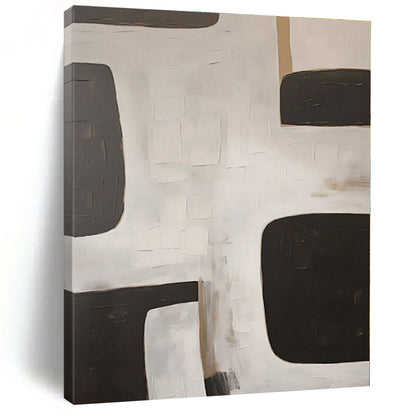 Black - White - Grey Geometric Blocks - Abstract Geometric Acrylic Painting CT1374