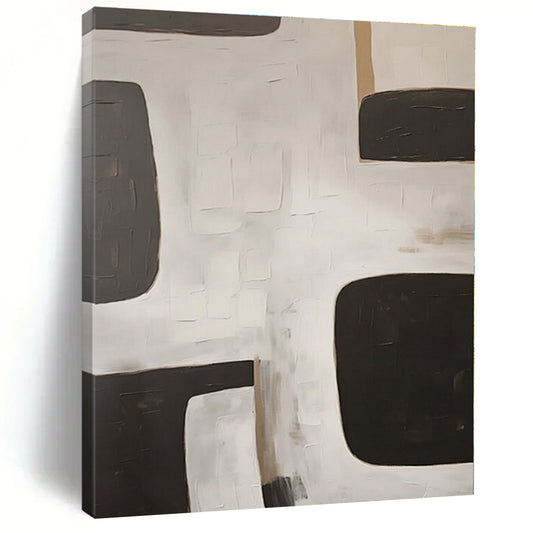 Black - White - Grey Geometric Blocks - Abstract Geometric Acrylic Painting CT1374