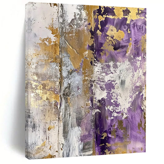 “Purple - Gold Textured Abstraction” - Textured Abstract Painting On Canvas DTP134