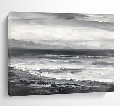 Monochromatic Seascape - Abstract Seascape Painting On Canvas DKH632