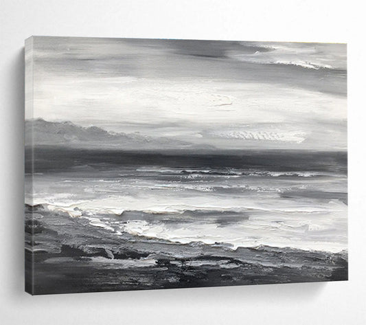 Monochromatic Seascape - Abstract Seascape Painting On Canvas DKH632