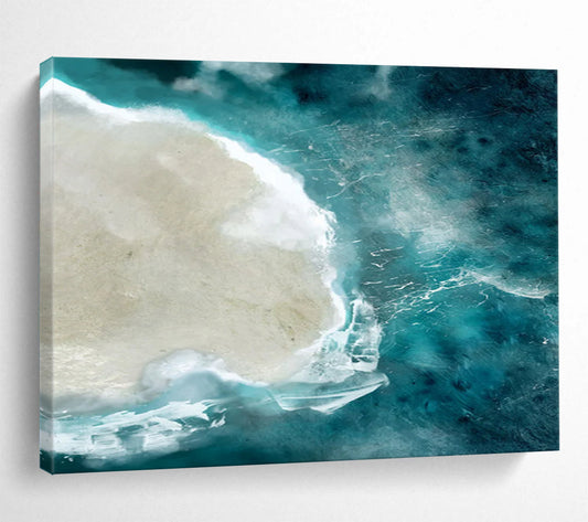 “Aerial Blue Ocean and Island” Photorealistic - inspired Oil Painting On Canvas DLZ125