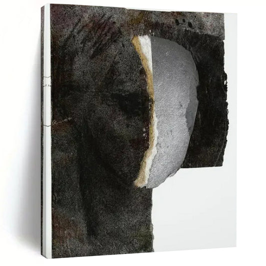 “Collage Portrait 1” - Mixed - media Abstract Portrait Painting On Canvas CT2223