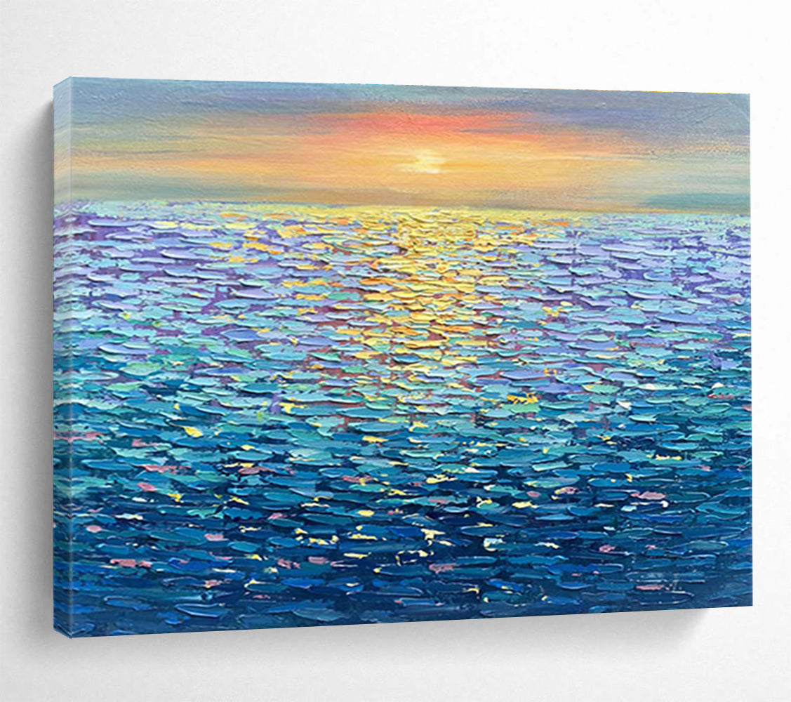 “Sunset Ocean View” - Realistic Seascape Painting On Canvas DKH855