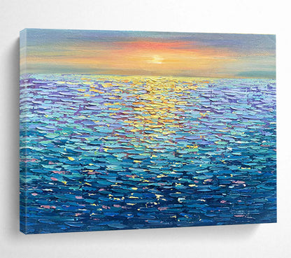 “Sunset Ocean View” - Realistic Seascape Painting On Canvas DKH855