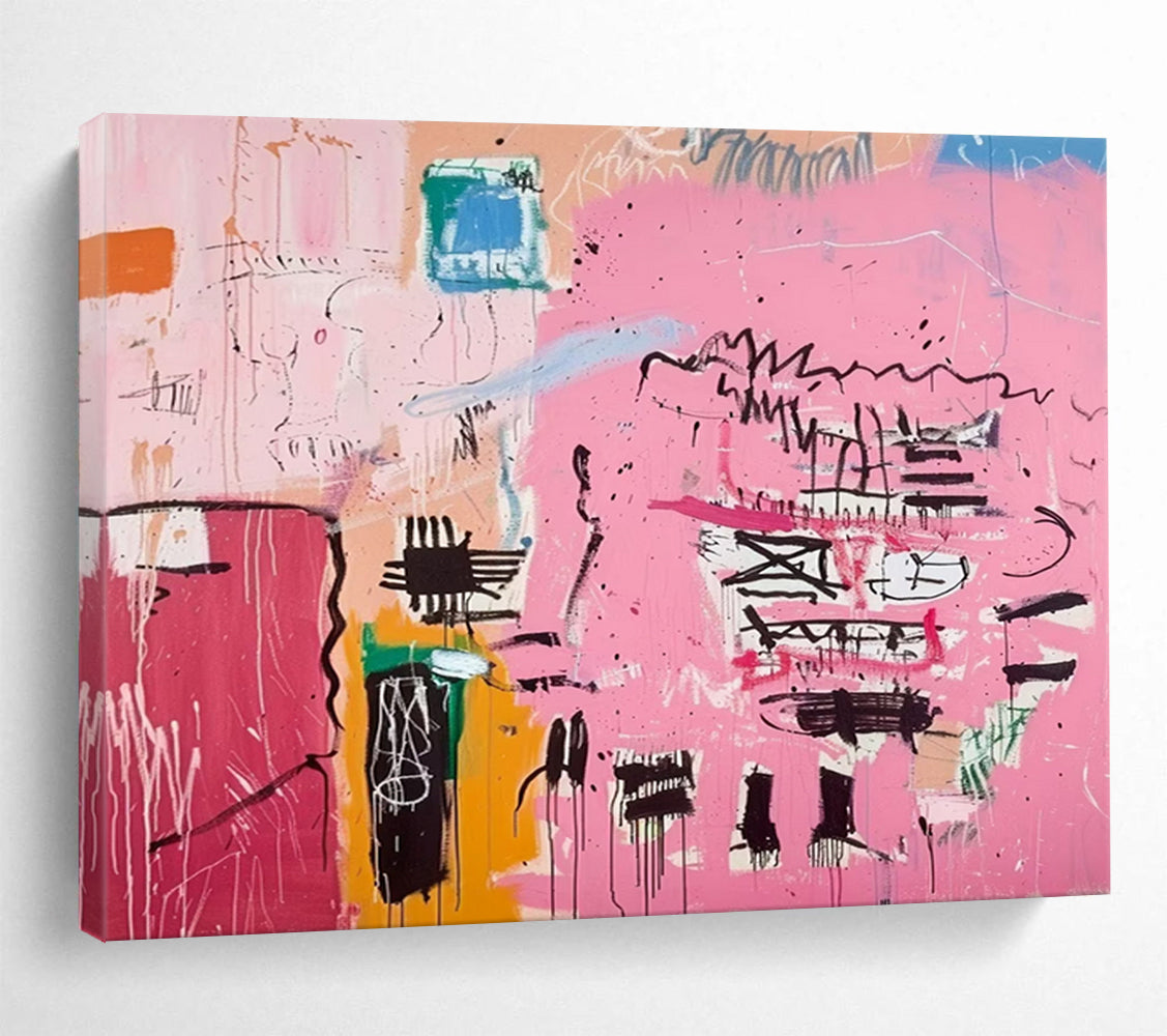 Pink Abstract Graffiti - Street Art - Inspired Painting On Canvas DLZ198