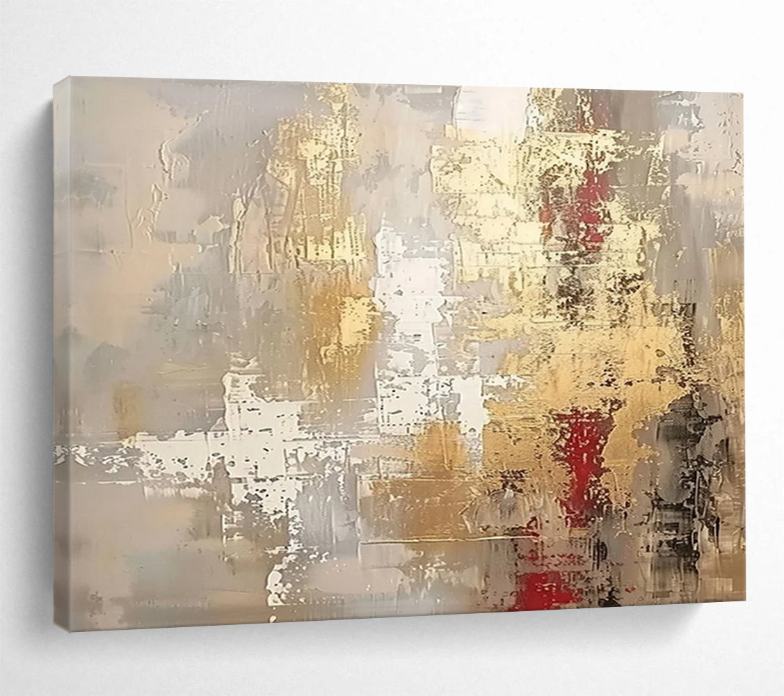 “Gold, Gray, Abstract ‘Elegant Textures’” - Textured Abstract Painting On Canvas DLZ045
