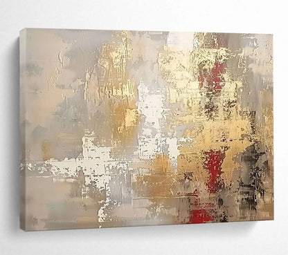 “Gold, Gray, Abstract ‘Elegant Textures’” - Textured Abstract Painting On Canvas DLZ045