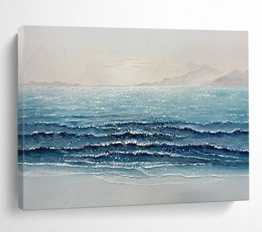 Sparkling Sea Waves - Realist Seascape Painting On Canvas DLZ185