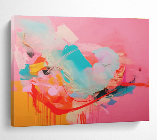 “Pink - Dominant Color Burst” Abstract Acrylic Painting On Canvas DKH502
