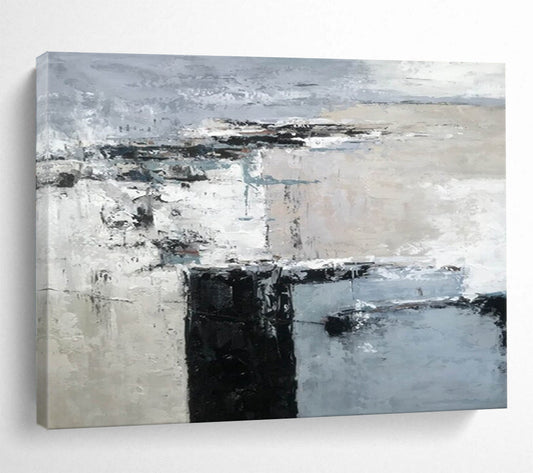 “Muted Gray - Blue Abstract” Minimalist Abstract Painting On Canvas DLZ152