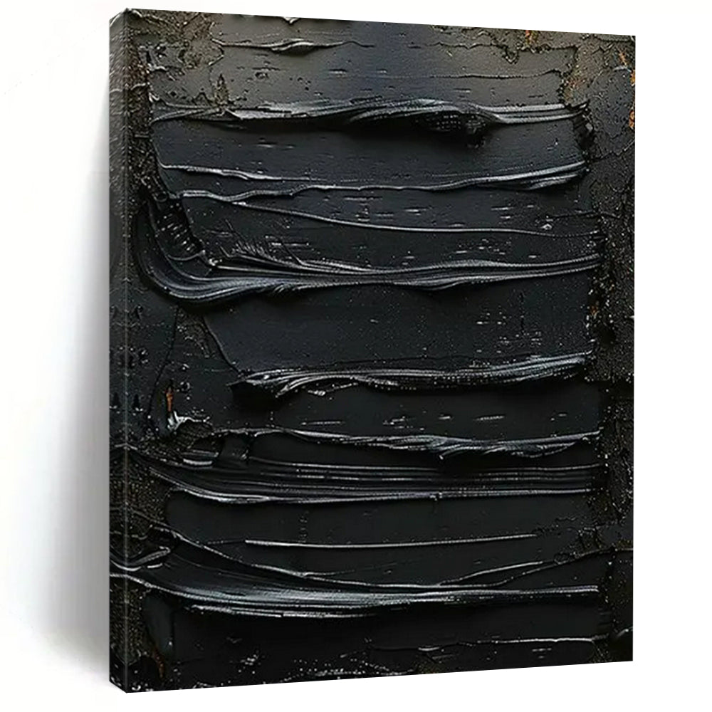 “Textured Black Abstract” - Abstract Painting On Canvas CT2356