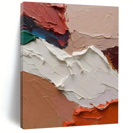 “Textured Color Palette - Red, Beige, White Impasto Abstraction” Painting On Canvas DTP263