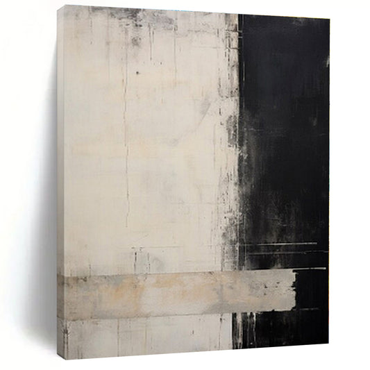 Black - White - Grey Textured Divide - Abstract Textured Acrylic Painting CT1384