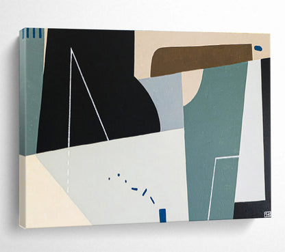 “Neutral Geometric Abstraction” Abstract Oil Painting On Canvas DKH553