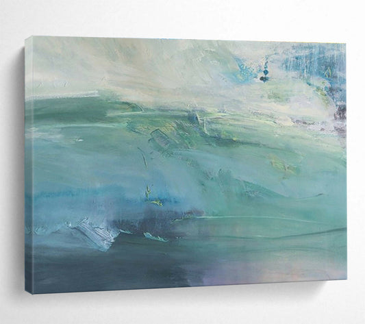 “Turquoise Abstract Seascape” Abstract Impressionist Painting On Canvas DKH417