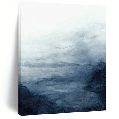 “Soft Blue - Gray Watercolor Skies” - Blue, Gray & White Abstract Sky Painting On Canvas DKH0939