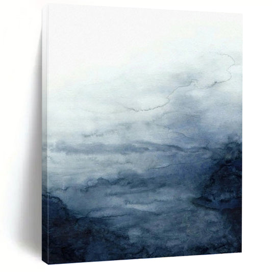 “Soft Blue - Gray Watercolor Skies” - Blue, Gray & White Abstract Sky Painting On Canvas DKH0939