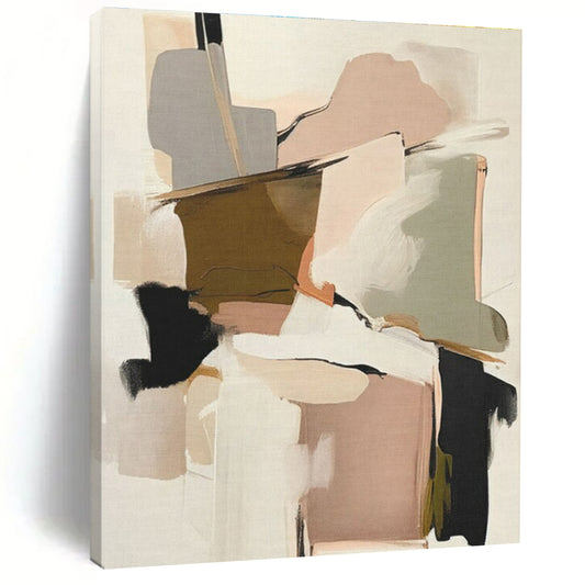 Muted Pink, Beige & Green Shapes, “Gentle Geometry” - Abstract Geometric Acrylic Painting CT0762