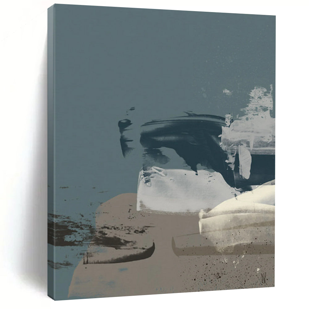 “Gray and Black Abstract Layers” - Gray, Black Abstract Painting On Canvas DTP242