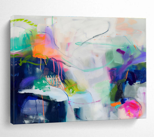 “Colorful Abstract Tangle” Abstract Acrylic Painting On Canvas DKH496