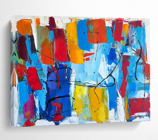 Colorful Abstract Blocks - Abstract Cubist - Inspired Painting On Canvas DKH605