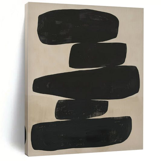 “Stacked Black Shapes” ，Abstract Geometric Acrylic Painting CT0936