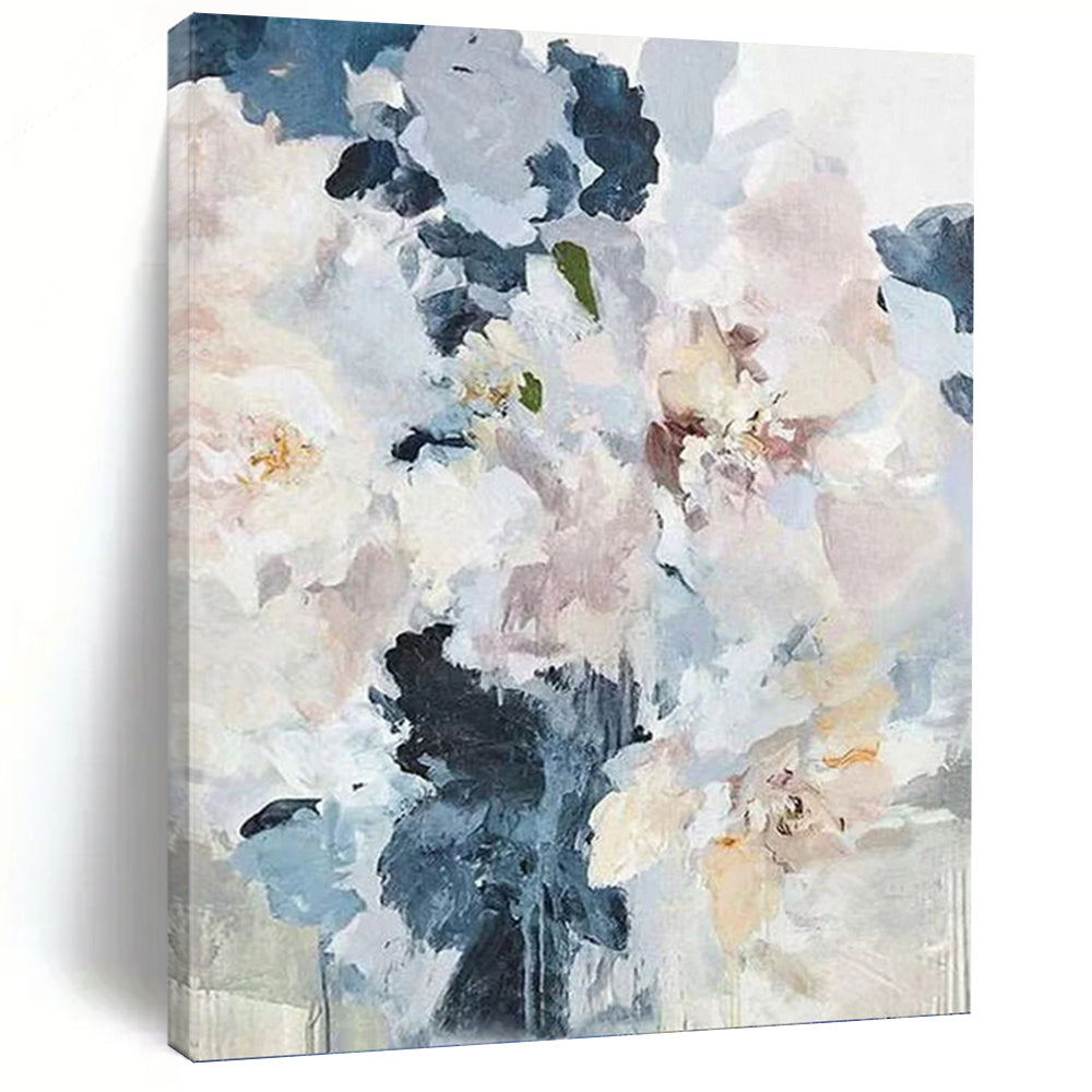 “Pastel Floral Dream” - Pink, Blue & White Flower - Themed Painting On Canvas DKH0929