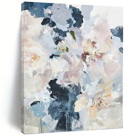 “Pastel Floral Dream” - Pink, Blue & White Flower - Themed Painting On Canvas DKH0929