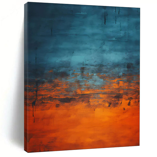 “Blue - Orange Drip Repeat” - Abstract Expressionist Art CT1947