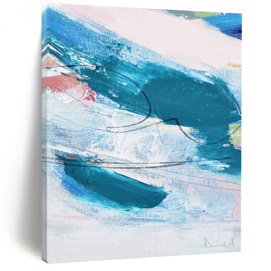 “Blue - Pink Abstract Strokes” - Abstract Expressionist Painting On Canvas DTP151