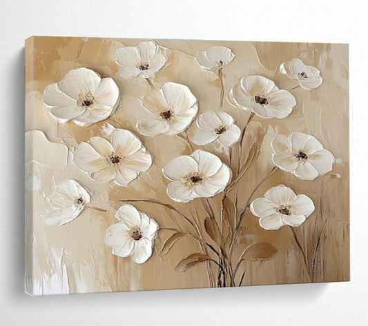 Textured Floral Relief Painting On Canvas DKH309