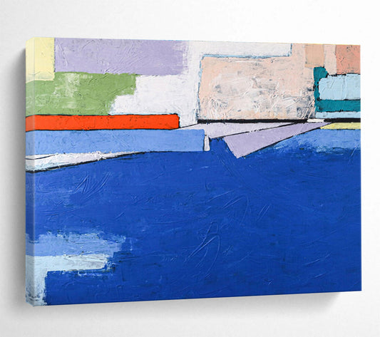 Soft Color Field Layers in Green, Blue, and White, Abstract Landscape - Inspired Painting On Canvas DKH575