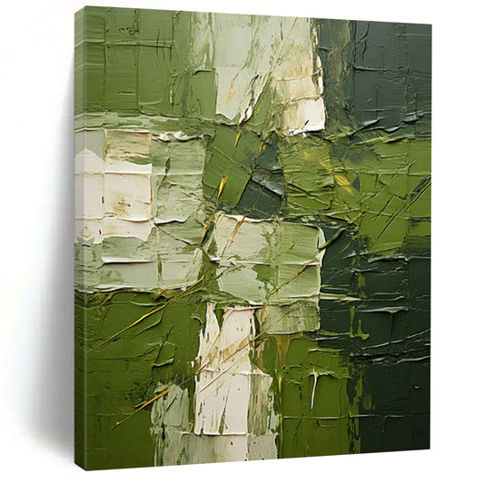 Green Textured Abstract - Impasto - Style Abstract Painting On Canvas CT2277