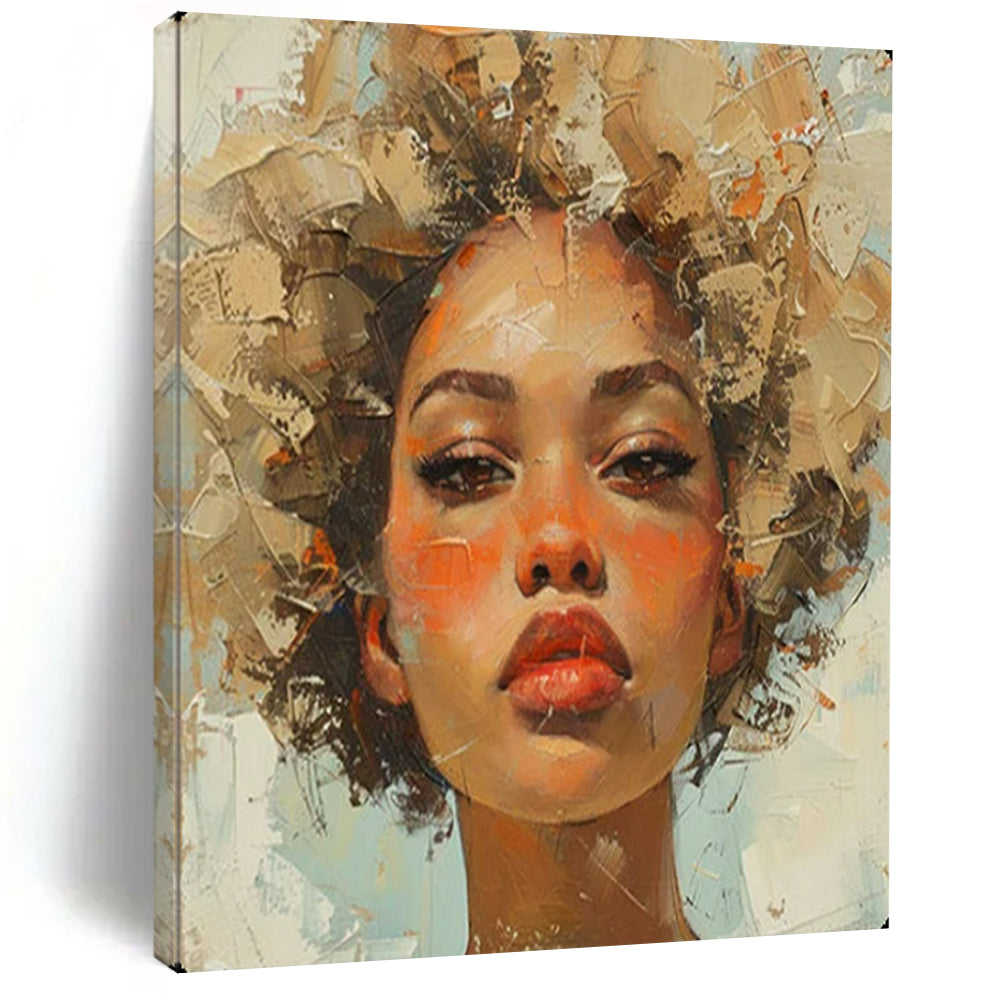 “Textured Afro - Centric Portrait” – Impasto Oil Painting On Canvas CT2160